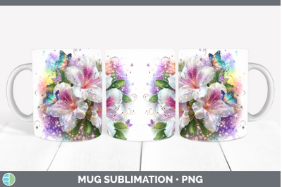 Azalea Mug Wrap Flowers 01 Rainbow Summer Sublimation Coffee