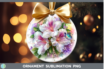 Azalea Ornament Flowers 01 Rainbow Summer Sublimation Bauble