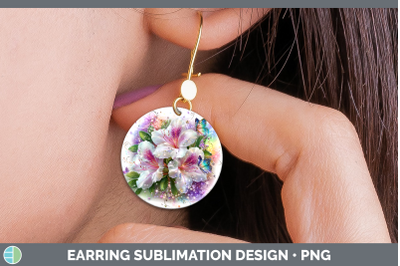 Azalea Round Earrings Flowers 01 Rainbow Summer Sublimation