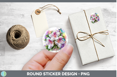 Flowers 01 Rainbow Summer Azalea Stickers | Round Labels Des