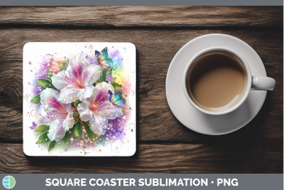 Azalea Square Coaster Flowers 01 Rainbow Summer Sublimation