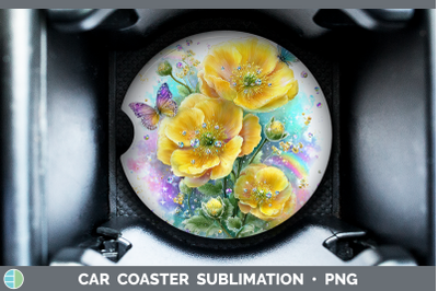 Buttercup Car Coaster Flowers 01 Rainbow Summer Sublimation