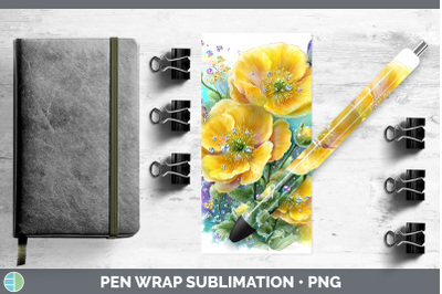 Buttercup Pen Wrap Flowers 01 Rainbow Summer Sublimation Pen