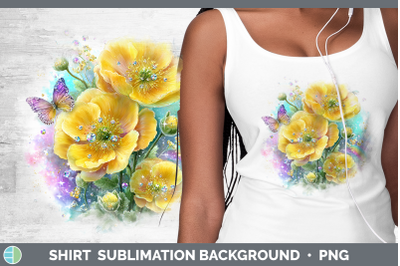 Buttercup Shirt Flowers 01 Rainbow Summer Sublimation Backgr