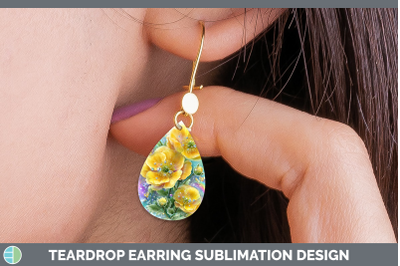 Buttercup Teardrop Earrings Flowers 01 Rainbow Summer Sublim