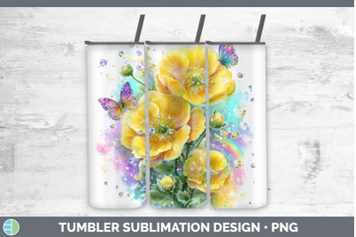 Buttercup Tumbler Flowers 01 Rainbow Summer Sublimation 20 o