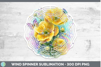 Buttercup Wind Spinner Flowers 01 Rainbow Summer Sublimation