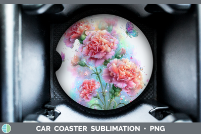 Carnation Car Coaster Flowers 01 Rainbow Summer Sublimation