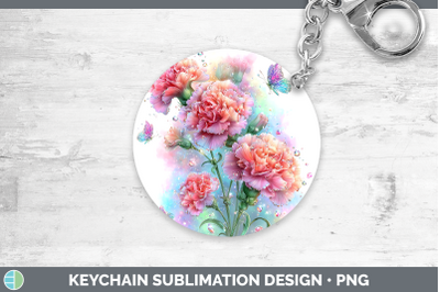 Carnation Keychain Flowers 01 Rainbow Summer Sublimation Key