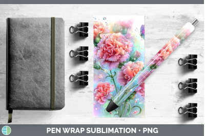 Carnation Pen Wrap Flowers 01 Rainbow Summer Sublimation Pen