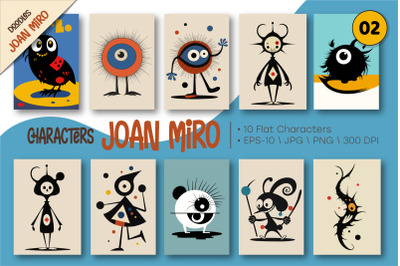 Characters in the style of Joan Miro 02.