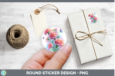 Flowers 01 Rainbow Summer Carnation Stickers | Round Labels