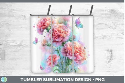 Carnation Tumbler Flowers 01 Rainbow Summer Sublimation 20 o