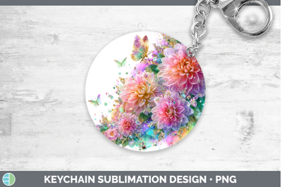 Chrysanthemum Keychain Flowers 01 Rainbow Summer Sublimation