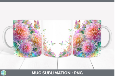 Chrysanthemum Mug Wrap Flowers 01 Rainbow Summer Sublimation