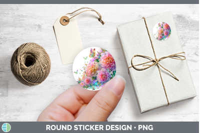 Flowers 01 Rainbow Summer Chrysanthemum Stickers | Round Lab