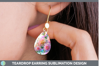 Chrysanthemum Teardrop Earrings Flowers 01 Rainbow Summer Su