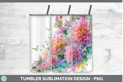 Chrysanthemum Tumbler Flowers 01 Rainbow Summer Sublimation
