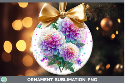 Dahlia Ornament Flowers 01 Rainbow Summer Sublimation Bauble