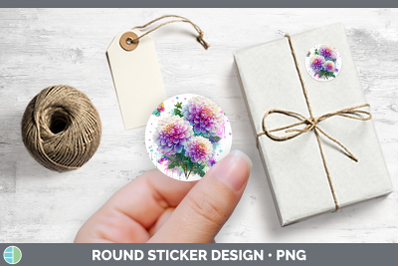 Flowers 01 Rainbow Summer Dahlia Stickers | Round Labels Des