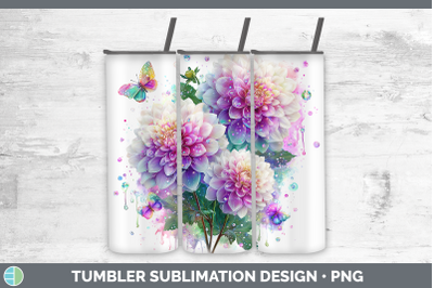 Dahlia Tumbler Flowers 01 Rainbow Summer Sublimation 20 oz S