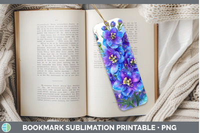 Delphinium Bookmark Flowers 01 Rainbow Summer Sublimation Pr