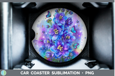 Delphinium Car Coaster Flowers 01 Rainbow Summer Sublimation