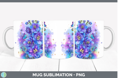 Delphinium Mug Wrap Flowers 01 Rainbow Summer Sublimation Co