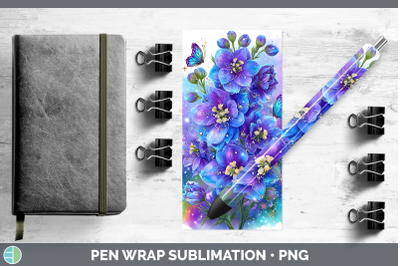 Delphinium Pen Wrap Flowers 01 Rainbow Summer Sublimation Pe