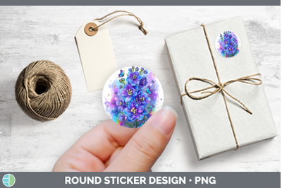 Flowers 01 Rainbow Summer Delphinium Stickers | Round Labels