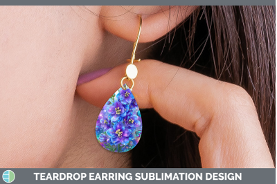 Delphinium Teardrop Earrings Flowers 01 Rainbow Summer Subli