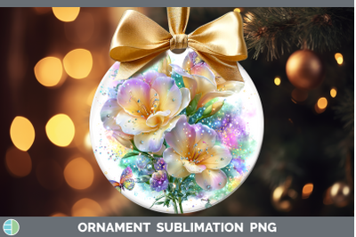 Freesia Ornament Flowers 01 Rainbow Summer Sublimation Baubl