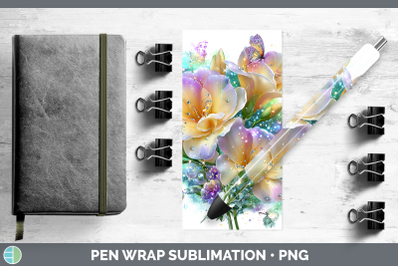 Freesia Pen Wrap Flowers 01 Rainbow Summer Sublimation Pen D