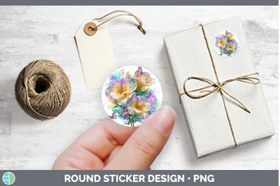 Flowers 01 Rainbow Summer Freesia Stickers | Round Labels De