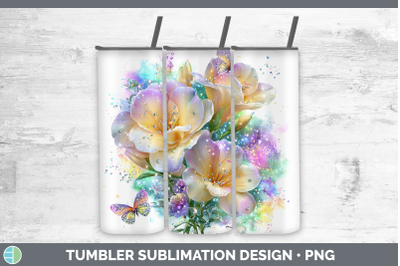 Freesia Tumbler Flowers 01 Rainbow Summer Sublimation 20 oz