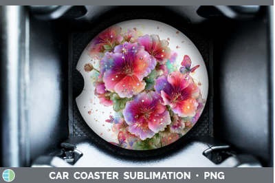 Geranium Car Coaster Flowers 01 Rainbow Summer Sublimation D
