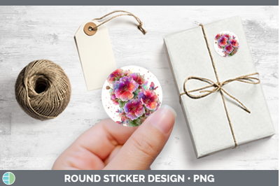 Flowers 01 Rainbow Summer Geranium Stickers | Round Labels D