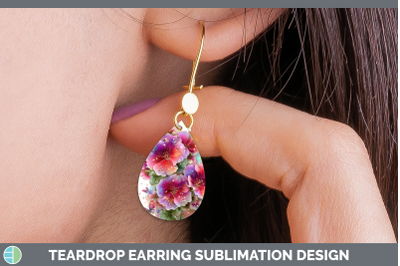 Geranium Teardrop Earrings Flowers 01 Rainbow Summer Sublima