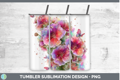 Geranium Tumbler Flowers 01 Rainbow Summer Sublimation 20 oz