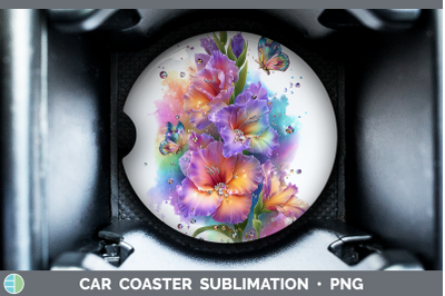 Gladiolus Car Coaster Flowers 01 Rainbow Summer Sublimation