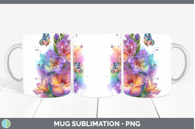 Gladiolus Mug Wrap Flowers 01 Rainbow Summer Sublimation Cof