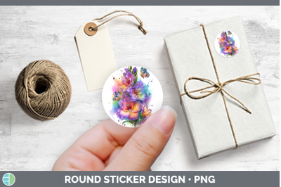 Flowers 01 Rainbow Summer Gladiolus Stickers | Round Labels