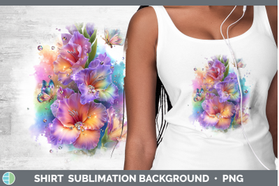 Gladiolus Shirt Flowers 01 Rainbow Summer Sublimation Backgr
