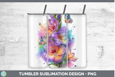 Gladiolus Tumbler Flowers 01 Rainbow Summer Sublimation 20 o