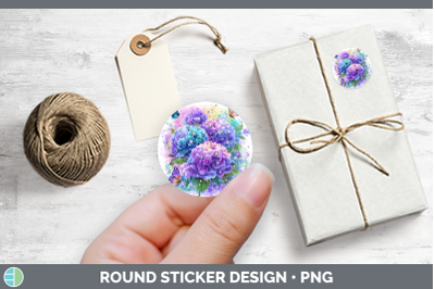 Flowers 01 Rainbow Summer Hydrangea Stickers | Round Labels