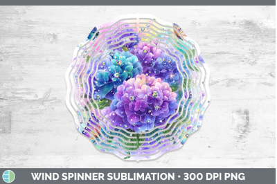 Hydrangea Wind Spinner Flowers 01 Rainbow Summer Sublimation