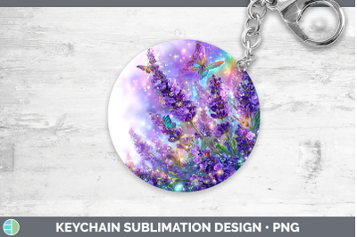 Lavender Keychain Flowers 01 Rainbow Summer Sublimation Keyr
