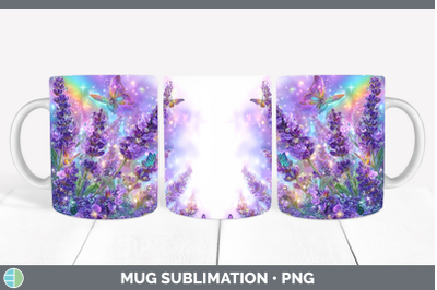 Lavender Mug Wrap Flowers 01 Rainbow Summer Sublimation Coff