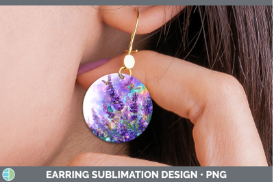 Lavender Round Earrings Flowers 01 Rainbow Summer Sublimatio