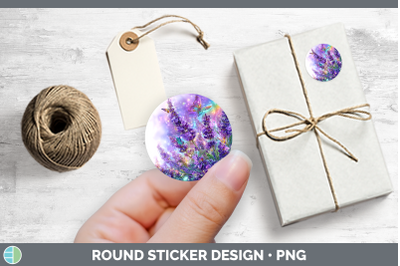 Flowers 01 Rainbow Summer Lavender Stickers | Round Labels D